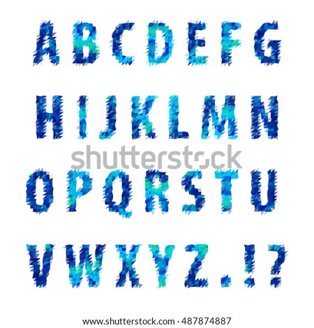 Blue Knitting Alphabet On Gray Background Stock Vector 120326047 ...