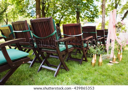 Blue Wooden Lawn Chair Spring Garden Stock Photo 23763011 