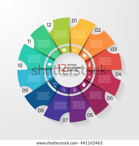 Pie Chart Circle Infographic Template 12 Stock Vector 464224484 Shutterstock Circle Infographic Template