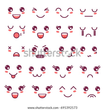 Set Cartoon Faces White Background Design Stock Vector 480828823 ...