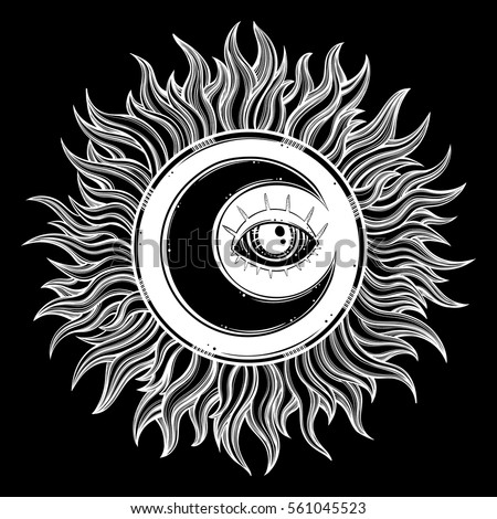 Download Bohemian Hand Drawn Moon Mystic Eye Stock Vector 561045526 ...