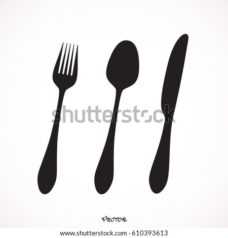 Spoon Fork Knife Vector Silhouette Stock Vector 148817360 - Shutterstock