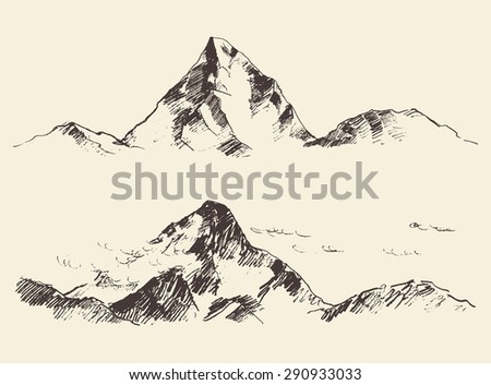 Hand Drawn Vector Illustration Mountains Outdoor Stock Vector 383976310 ...