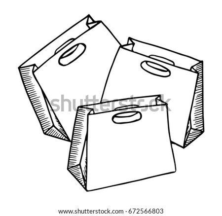 Hand Drawn Cartoon Style Shopping Bags Stock Vector 579923563