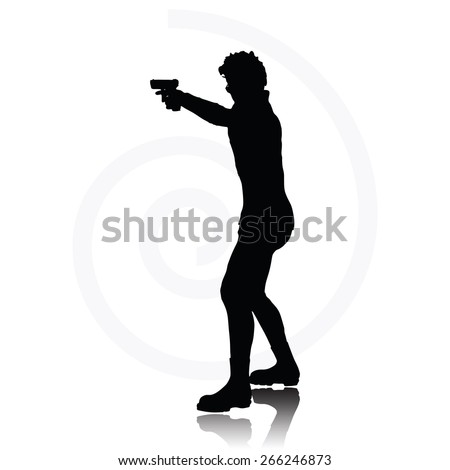 Vector Image Man Gun Pointing Silhouette Stock Vector 266246789 ...