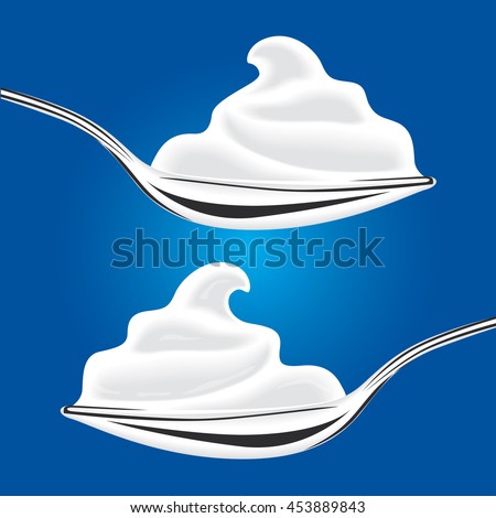 A Spoon of White Yogurt. Vector Illustration