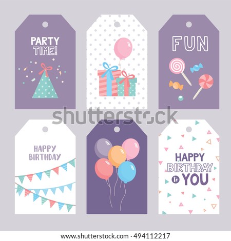 vector set birthday sleepover kids party stock vector birthday label templates