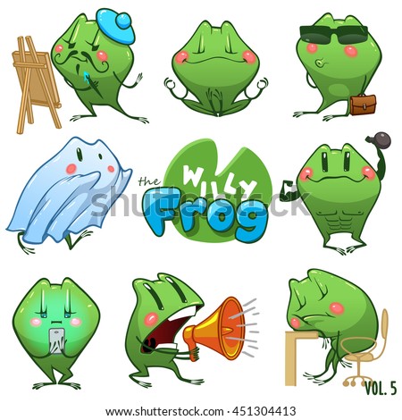 Collection Emoticon Emoji Cartoon Frog Vector Stock Vector 486049174 ...