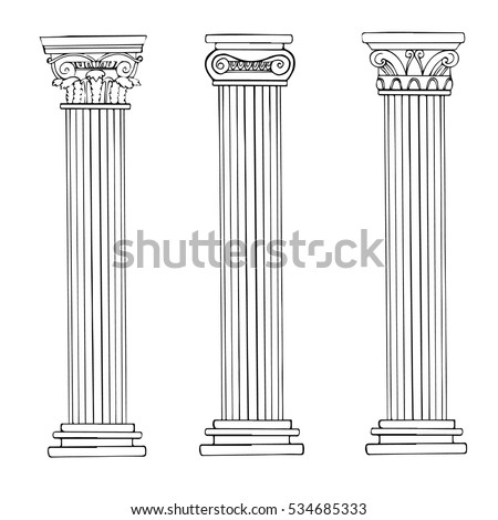 Set Ancient Greek Columns Doric Ionic Stock Vector 372034888 - Shutterstock