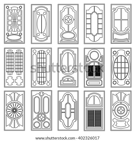 Set Of Vector Door Flat Icons Symbol Isolated On White Background Set Of Vector Door Flat Icons Symbol Isolated On White Background