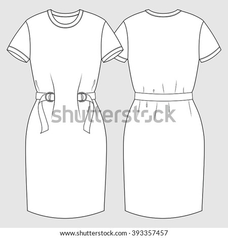 Tshirt Dress Belt Detail Fashion Illustration Stock Vector 393357457 ...