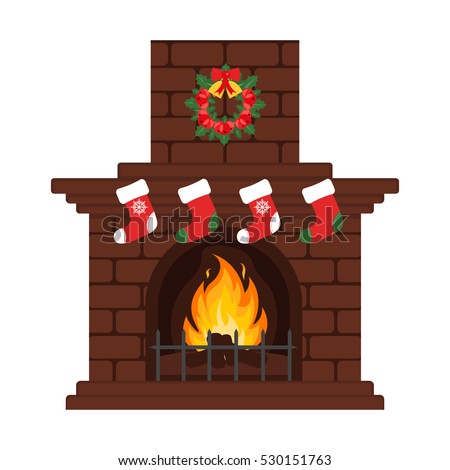 Christmas Fireplace Xmas Fire Home Decoration Stock Vector 509719456 ...