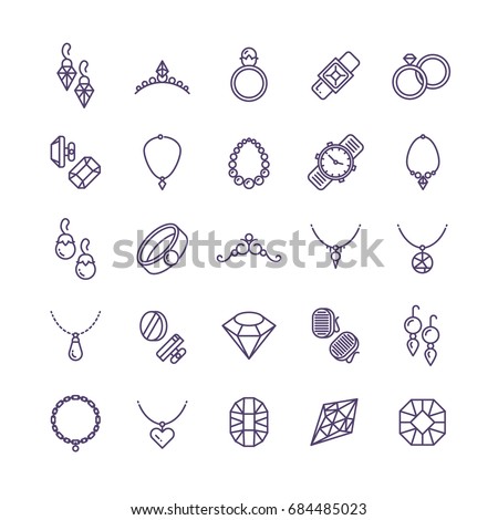 Set Jewelry Icons Stock Vector 229893064 - Shutterstock