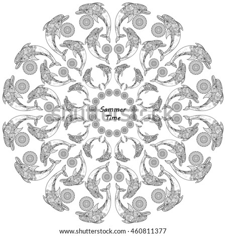 Download Nautical Mandala Octopus Tentacles Floral Elements Stock ...