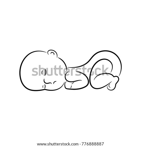 Sleeping Baby Silhouette Stylized Line Logo Stock Vector 550014124