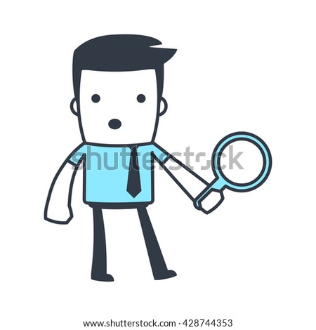 Cartoon Man Carrying Large Magnifying Glass Stock Vector 367904291 ...