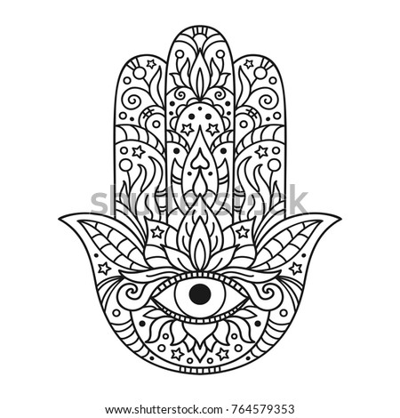 Vector Indian Hand Drawn Hamsa Symbol Stock Vector 500258347 - Shutterstock