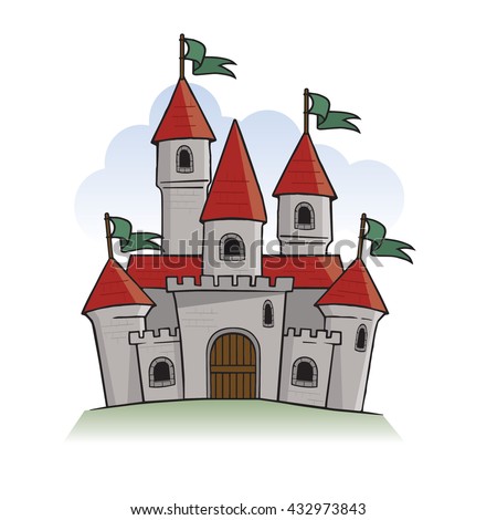 Cute Cartoon Castle Vector Illustration Simple Stock Vektor 99969026