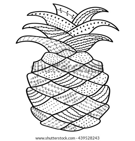 pineapple adult coloring page zentangle inspired stock