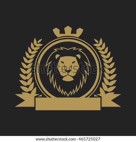 Lion Head Crown Laurel Wreath Ribbon Stock Vector 578697760 - Shutterstock