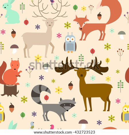 Vector Set Cute Wild Animals Forest Stock Vector 144438703 - Shutterstock