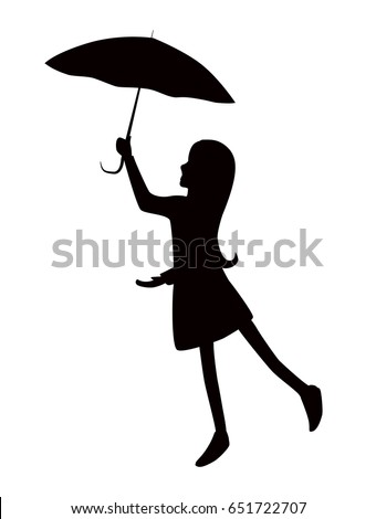 Vector Illustration Young Girl Umbrella Rain Stock Vector 144323194 ...