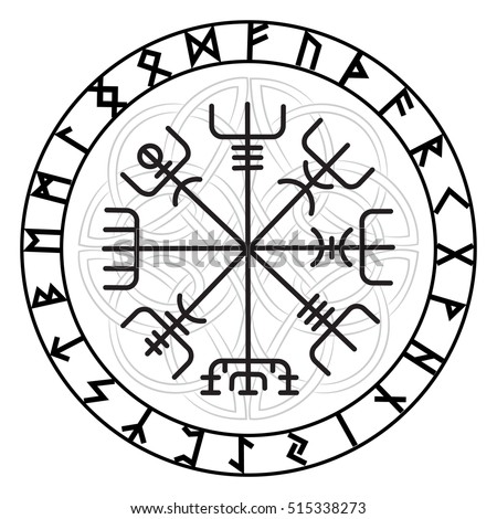 Vegvisir Magic Navigation Compass Ancient Icelandic Stock Vector ...