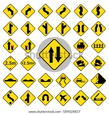 Road Signs Symbols Stock Vector 372855391 - Shutterstock
