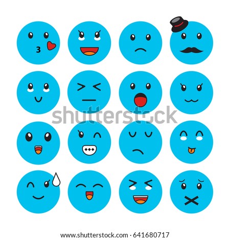 Kawaii Cute Ghost Halloween Blue Icons Stock Vector 319300670 ...