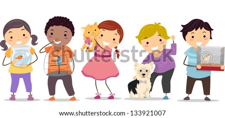 Illustration Stickman Kids Their Pets Classroom Stock Vector 145483312 ...
