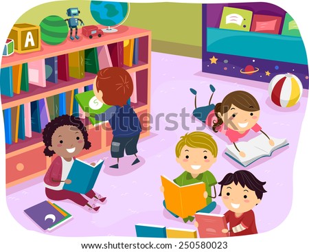 Illustration Kids Acting Out Stories Childrens Stock Vector 98532665 ...