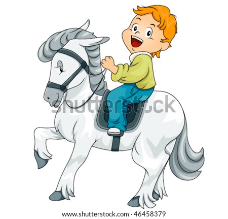 Cute Little Prince Riding On Horse Stock Vector 62327515 - Shutterstock