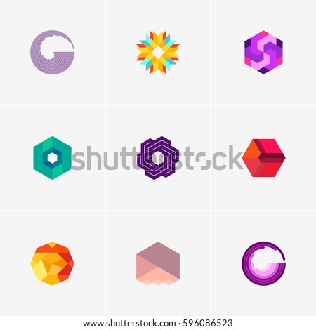 Unusual Abstract Geometric Shapes Vector Logo Image Vectorielle