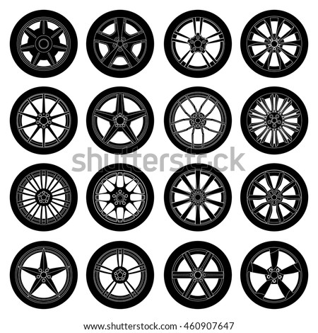 Black Silhouette Automotive Wheel Alloy Wheels Stock Vector 107138621 ...