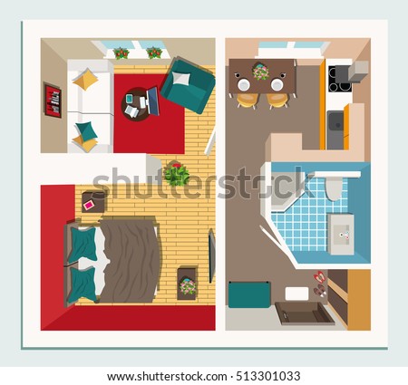Modern Furniture Top View apartment floor plan furniture top view stock vector 529314895 Modern Furniture Top View apartment floor plan furniture top view stock vector 529314895