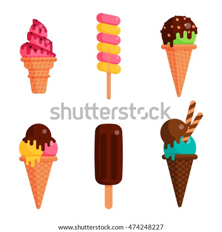 Set Ice Cream Cones Stock Vector 295280147 - Shutterstock