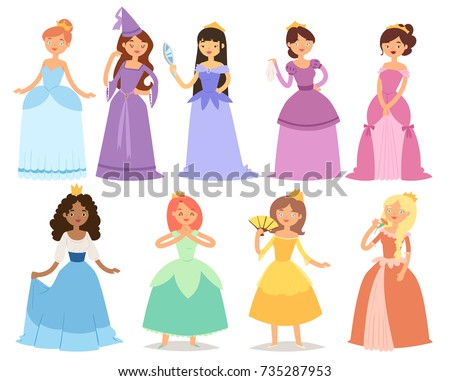 Set Cartoon Princesses Clip Art Stock Vector 103558619 - Shutterstock
