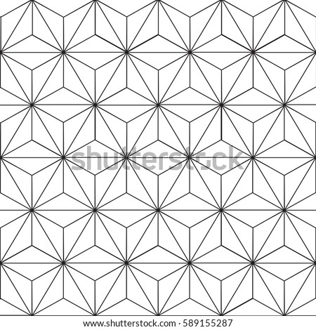 Seamless Black White Geometric Pattern Outline Stock ...