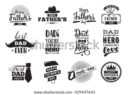 Happy Fathers Day Typography Set Vector Stock Vector 428648290 ...