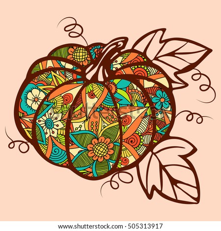 Download Hand Drawn Pumpkin Thanksgiving Day Halloweenhand Stock ...