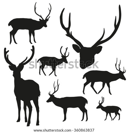 Silhouette Deer On White Background Stock Vector 170595356 - Shutterstock