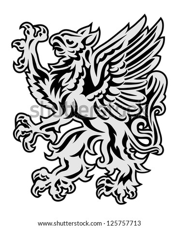 Heraldry style griffin illustration isolated on white - stock vector