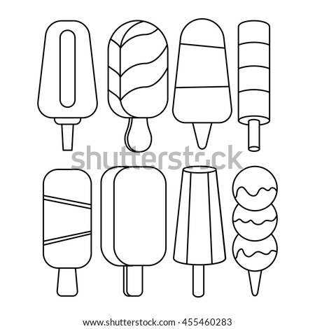 Vector Set Stick Ice Cream Hand Stock Vector 465075170 - Shutterstock