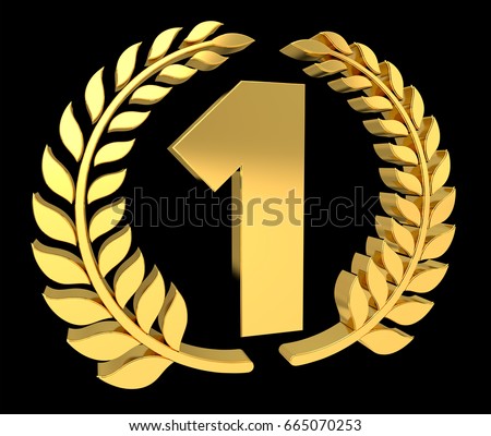 Congratulation One Golden Laurel Wreath Number Stock Illustration ...