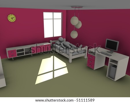 Bright Brand New Interior European Bedroom Stock Photo 227611588