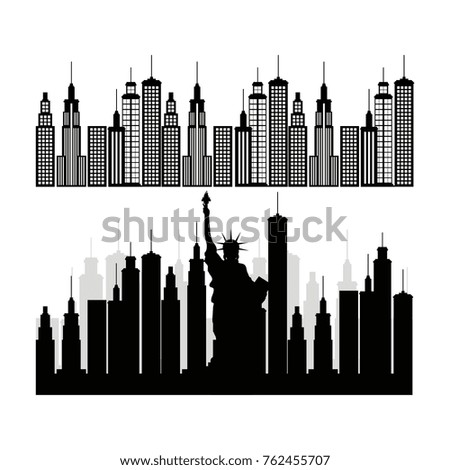 New York City Skyline Statue Liberty Stock Vector 204907666 - Shutterstock