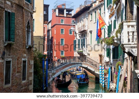 Rio Di San Cassiano Canal Boats Stock Photo 317466707 ...