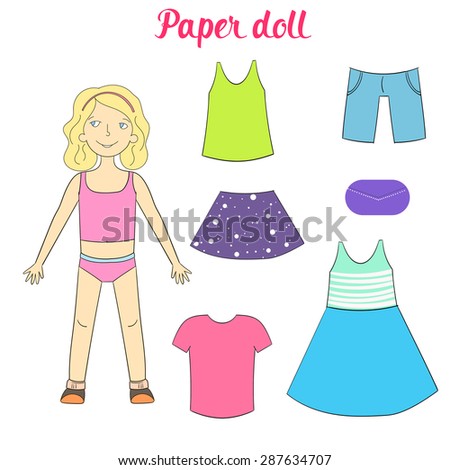 Paper Doll Set Clothes Cute Fashion Stock Vector 164036645 - Shutterstock