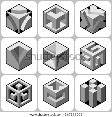 3d Cube Logo Design Pack Stock Vector 111880505 - Shutterstock