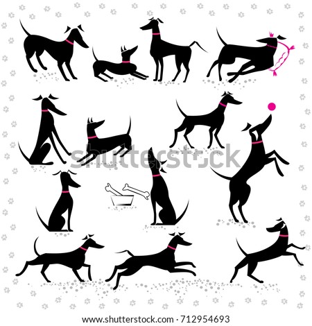 Vector Silhouette Little Girl Kitten Her Stock Vector 67506724